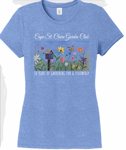 zGarden Club birdhouse 50 years women's scoop-neck T-shirt, short sleeves, size S